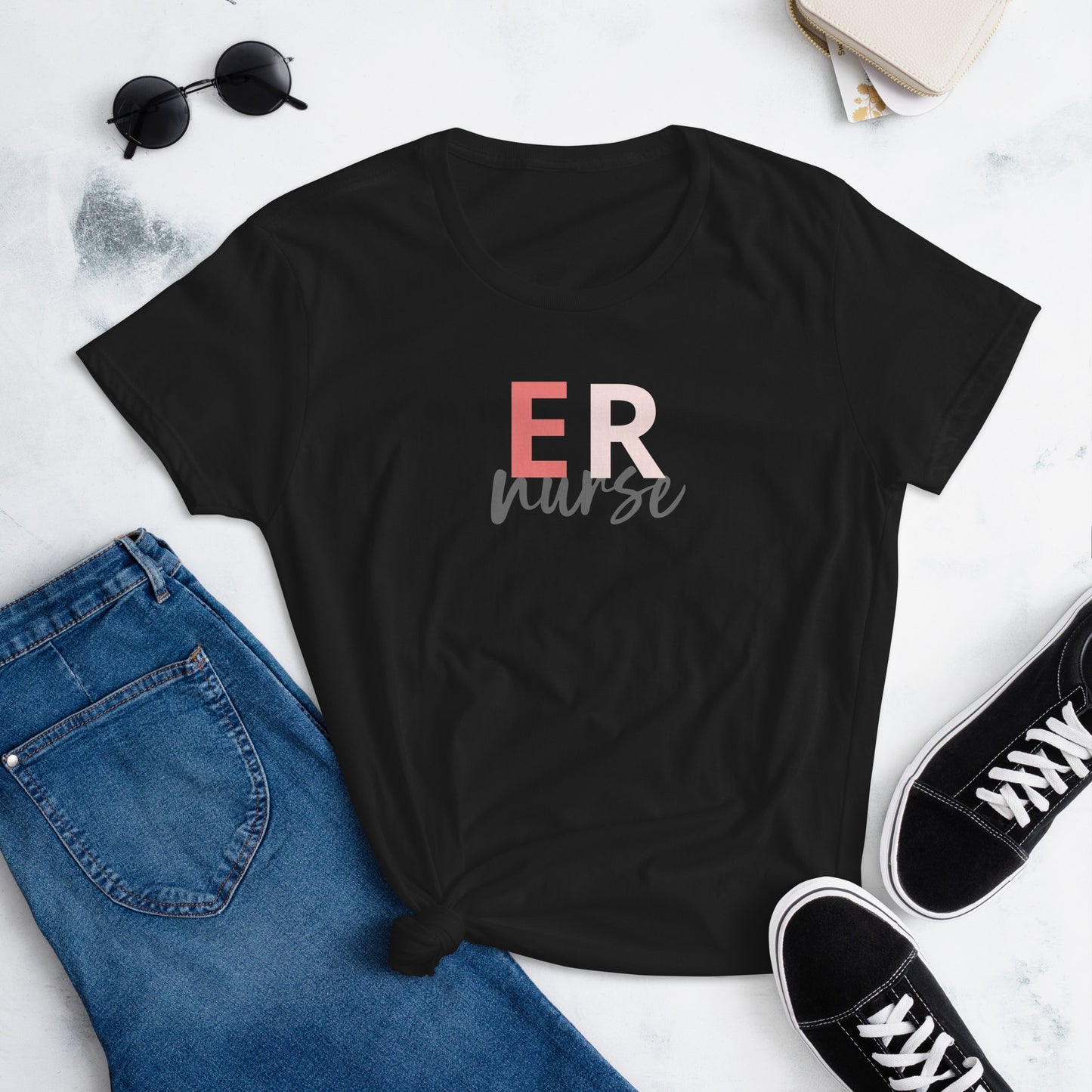 ER Nurse White Short Sleeve T-shirt