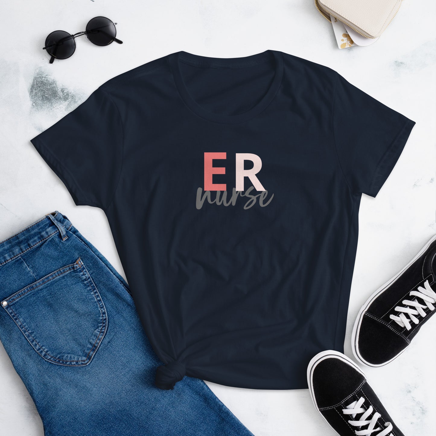 ER Nurse White Short Sleeve T-shirt