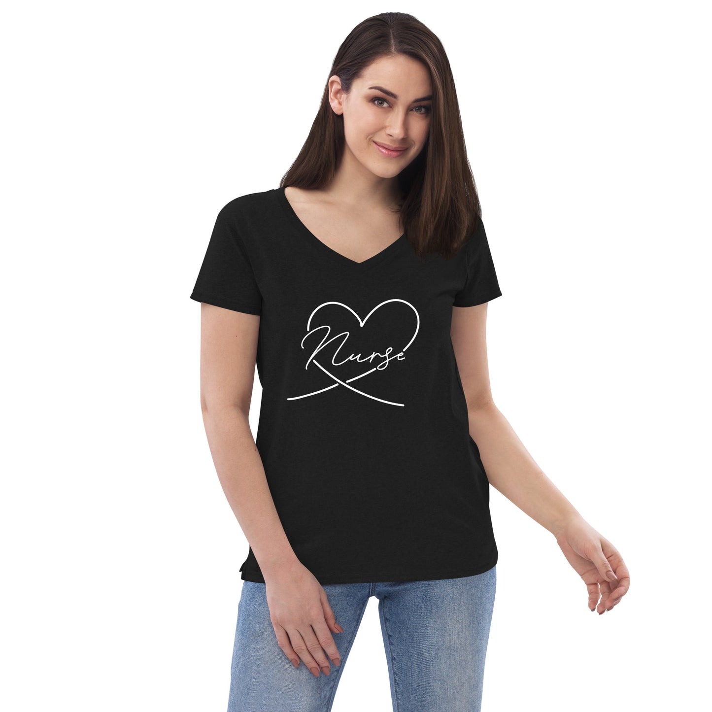 Heart Nurse V-Neck Tee (Black, Dark Grey & Dark Blue)