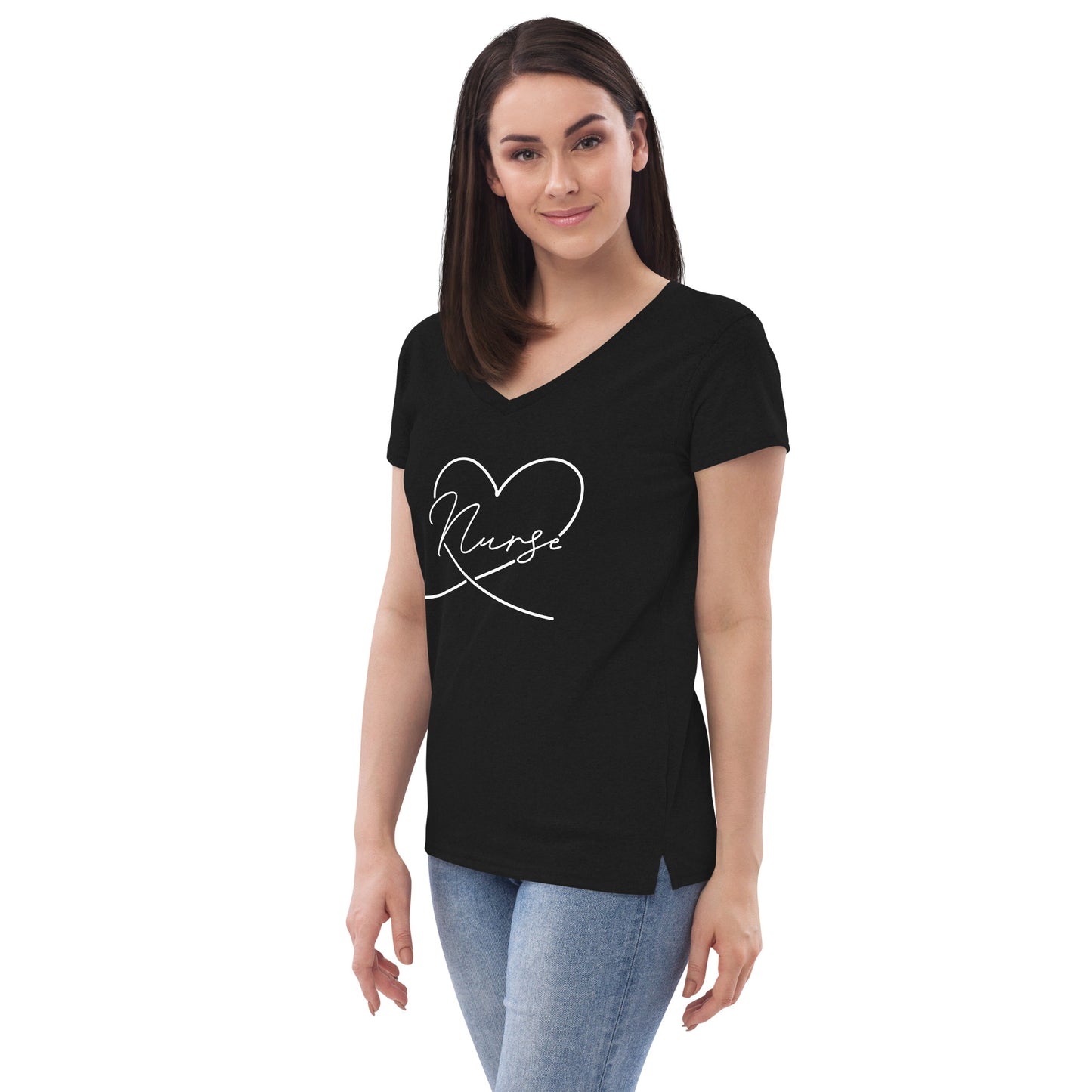 Heart Nurse V-Neck Tee (Black, Dark Grey & Dark Blue)