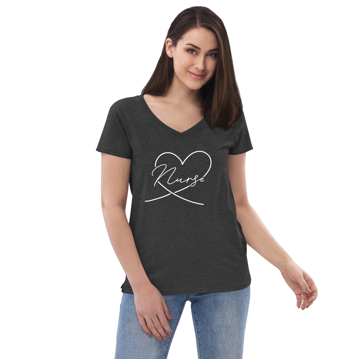 Heart Nurse V-Neck Tee (Black, Dark Grey & Dark Blue)