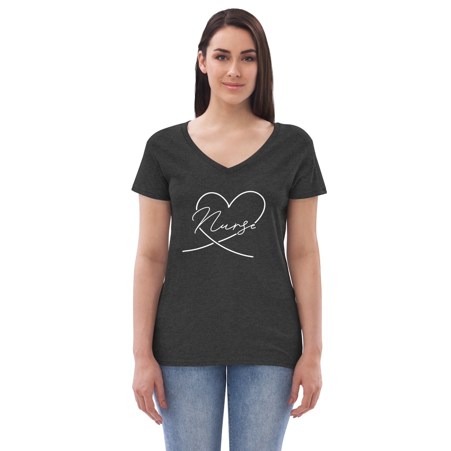 Heart Nurse V-Neck Tee (Black, Dark Grey & Dark Blue)