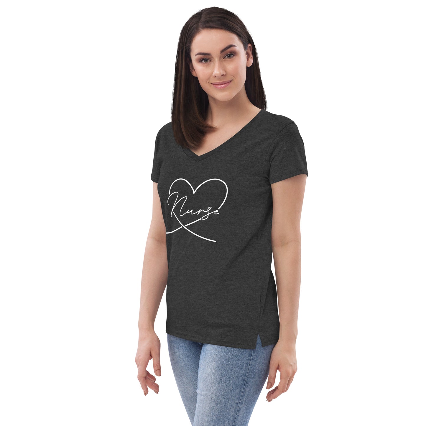 Heart Nurse V-Neck Tee (Black, Dark Grey & Dark Blue)